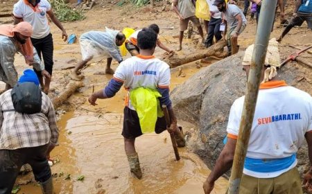 रा.स्व.संघ सेवा भारतीतर्फे  वायनाडमध्ये  बचावकार्य