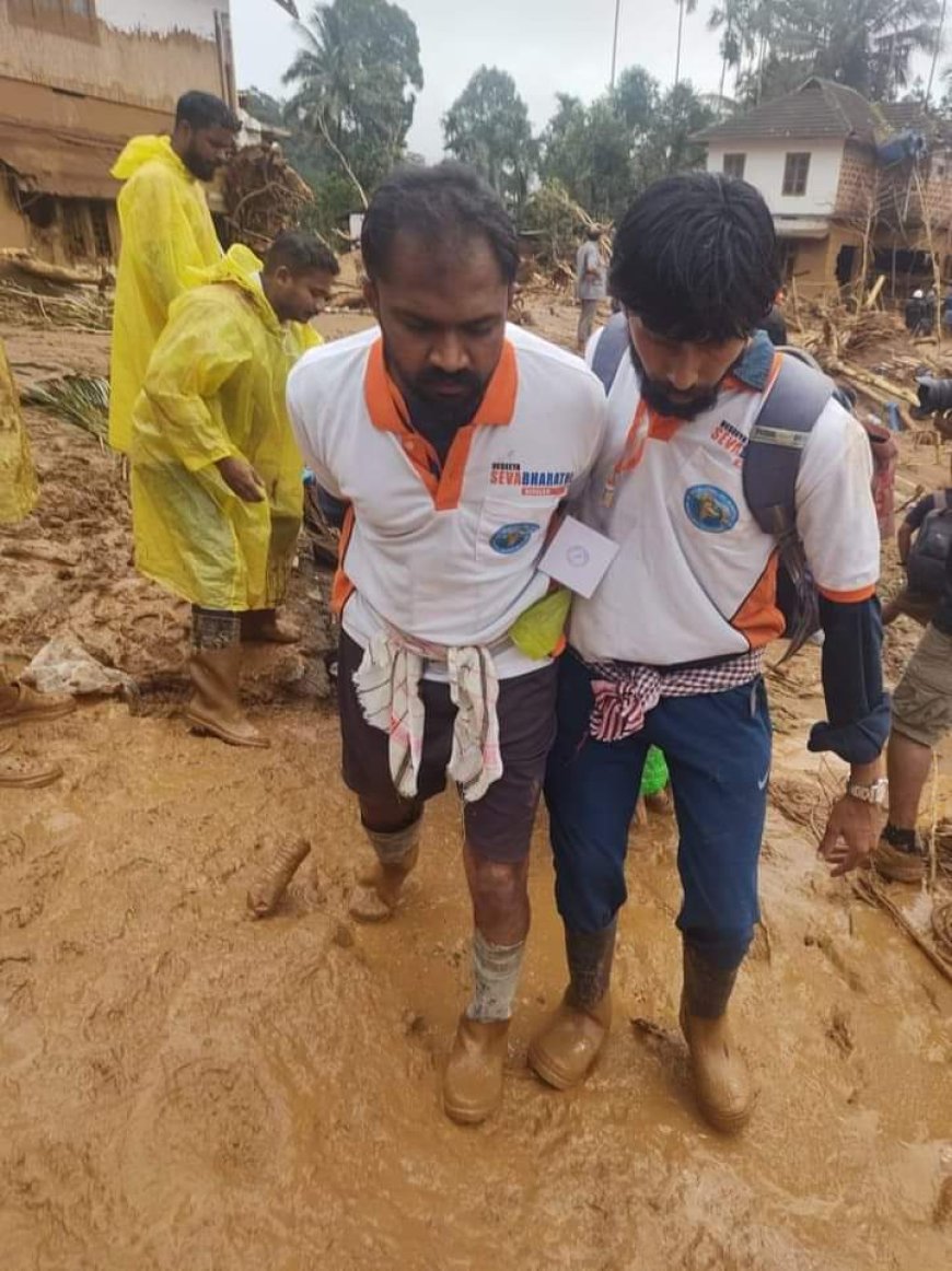 रा.स्व.संघ सेवा भारतीतर्फे  वायनाडमध्ये  बचावकार्य