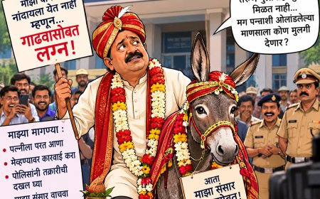 नवरोबाचं चक्क गाढवासोबत लगीन, म्हणे बायको नांदायलाच नाही येत